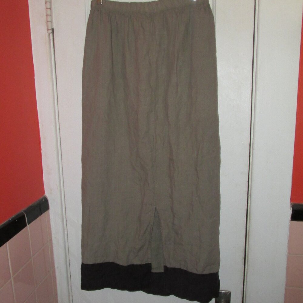 CP Shades Linen Maxi Skirt Size Medium Colorblock Gray Black